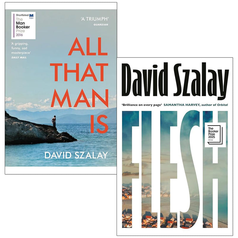 Vintage paperback set of "All That Man Is" and related reads by David Szalay, UK edition, featuring classic fiction covers.