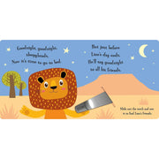 Goodnight Lion hardcover book by Joshua George, featuring colorful illustrations from the Magic Torch series.