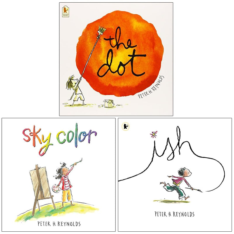 Peter H. Reynolds Creatrilogy Collection of three books: The Dot, Sky Color, and Ish by Walker Books and Candlewick Press.
