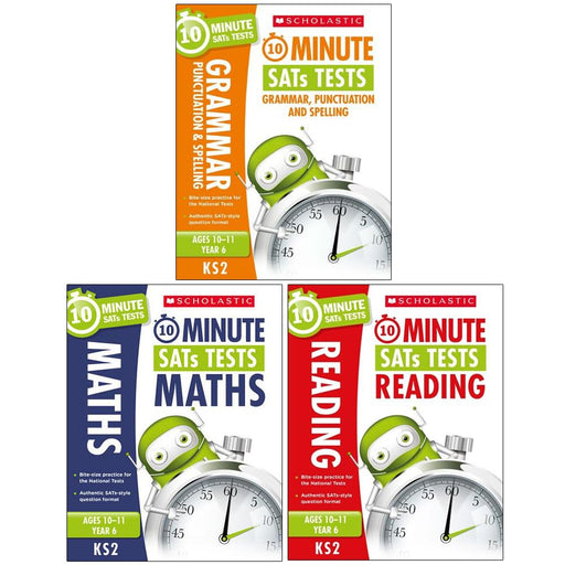10 Minute Sats Tests KS2 Year 6 Ages 10-11 Collection 3 Books Set (Grammar, Punctuation) - The Book Bundle