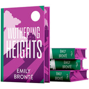 Close-up of the Wuthering Heights book cover by Emily Bronte, featuring a sprayed edge design and classic literary artwork.