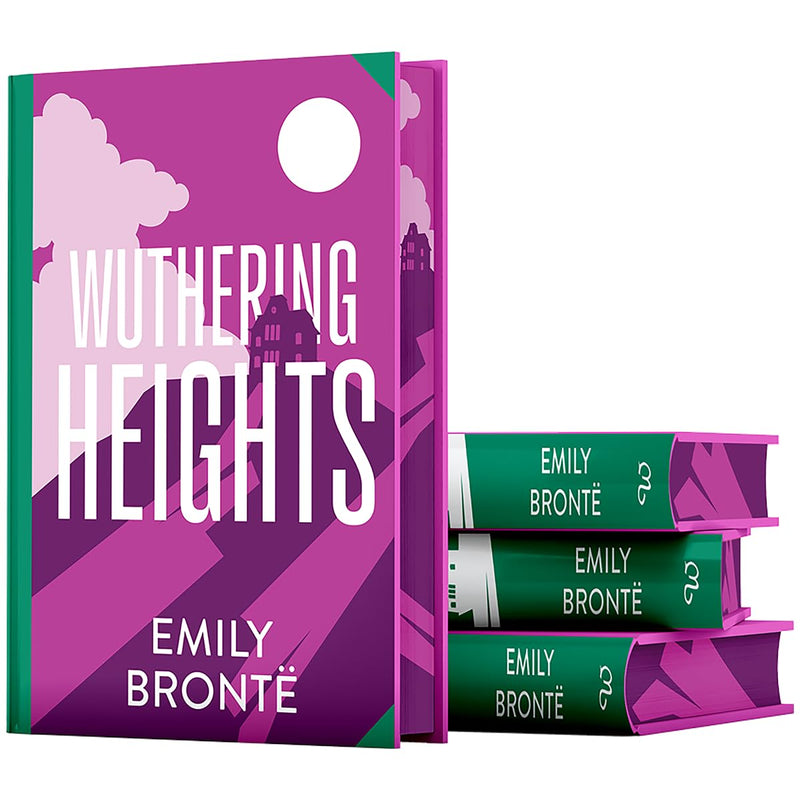 Close-up of the Wuthering Heights book cover by Emily Bronte, featuring a sprayed edge design and classic literary artwork.