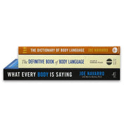 Collection of three body language books including "What Every Body Is Saying" by Joe Navarro, "Dictionary of Body Language," and works by Pease.