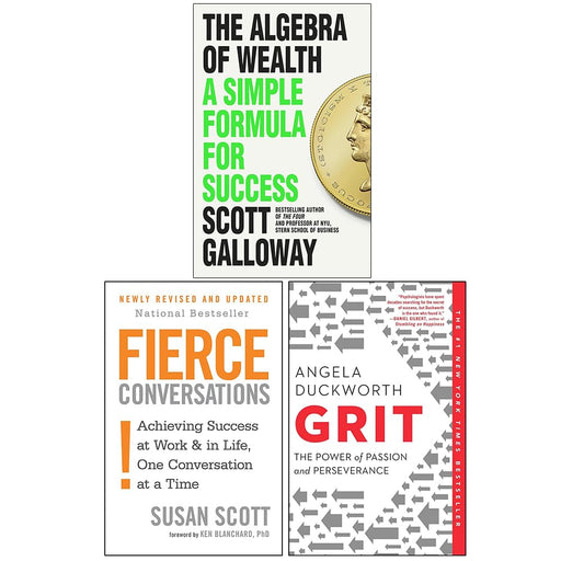 The Algebra of Wealth, Fierce Conversations & Grit The Power of Passion and Perseverance 3 Books Collection Set - The Book Bundle