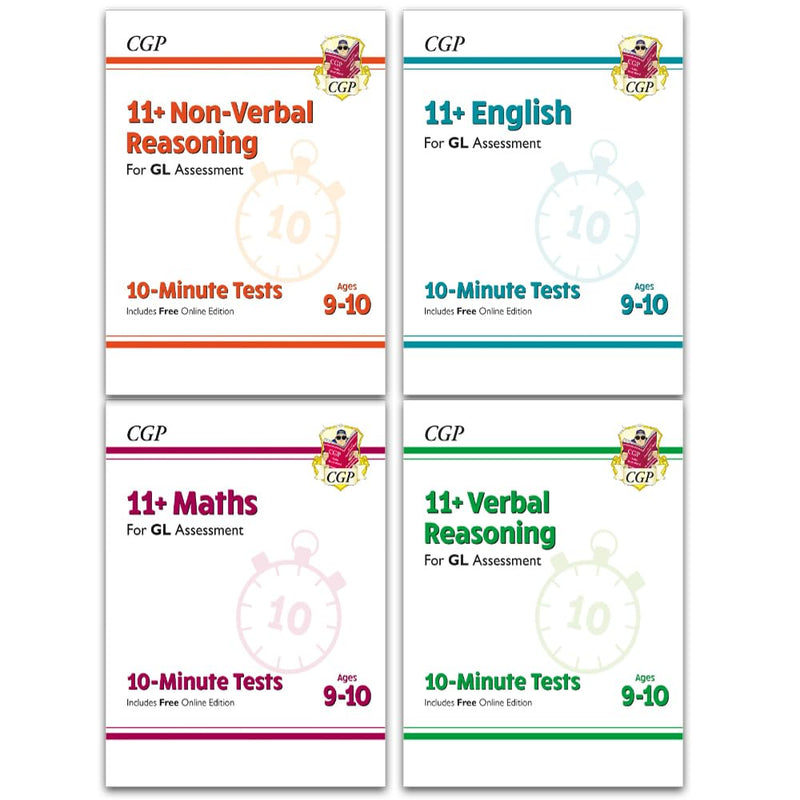 11+ GL 10-Minute Tests Age 9-10 Collection 4 Books Set: Maths, English, Verbal Reasoning, Non-Verbal Reasoning - The Book Bundle