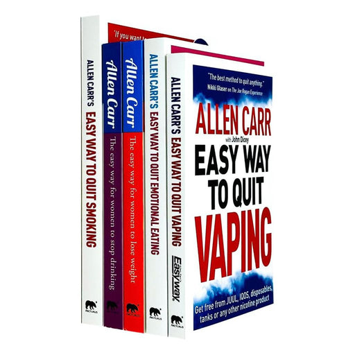 Allen Carr Easy Way Collection 5 Books Set (Easy Way to Quit Vaping, Quit Emotional Eating, Easy Way for Women to Lose Weight, Women to Stop Drinking, Quit Smoking Without Willpower) - The Book Bundle