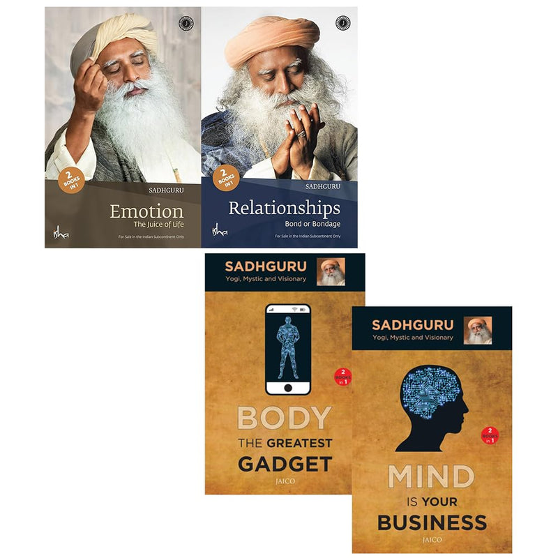 Sadhguru Jaggi Vasudev Collection 2 Books Set (Emotion and Relationships (2 books in 1) and Mind is Your Business / Body the Greatest Gadget (2 books in 1)) - The Book Bundle