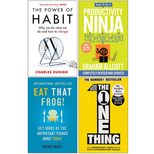 The Power of Habit, One Thing, How to be a Productivity Ninja, Eat That Frog! 4 Books Collection Set - The Book Bundle