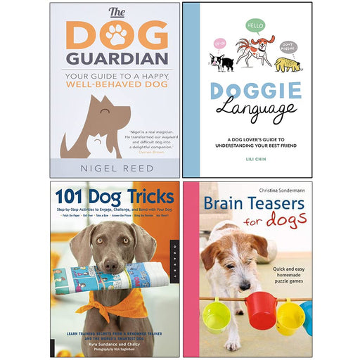 The Dog Guardian, Doggie Language[Hardcover], 101 Dog Tricks, Brain Teasers for dogs 4 Books Collection Set - The Book Bundle