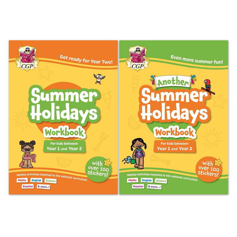 CGP Books KS1 Summer Holidays Activity Workbooks bundle for ages 5-6, paperback educational books