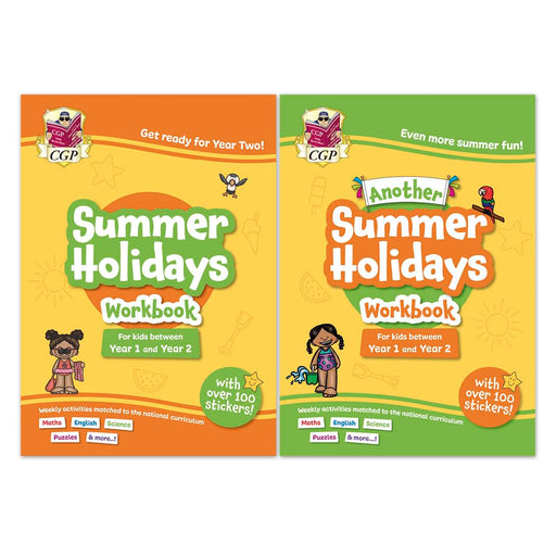 CGP Books KS1 Summer Holidays Activity Workbooks bundle for ages 5-6, paperback educational books