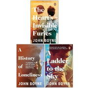 Set of three John Boyne books including Heart's Invisible Furies and A History of Loneliness, featuring colorful cover art.