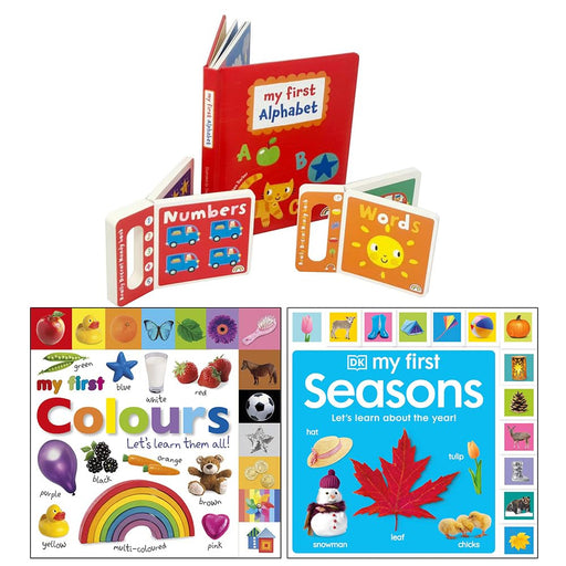 My First Board Book Collection 3 Books Set (Alphabet Numbers & Words, Colours & Seasons) - The Book Bundle