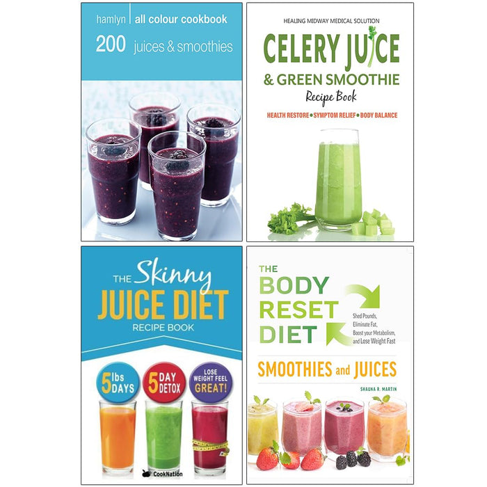 Hamlyn All Colour Cookery, The Skinny Juice Diet Recipe Book, The Body Reset Diet Smoothies and Juices, Celery Juice & Green Smoothie Recipe 4 Books Collection Set - The Book Bundle