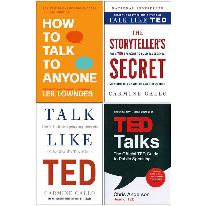 How to Talk to Anyone, The Storyteller's Secret, Talk Like TED, TED Talks 4 Books Collection Set - The Book Bundle