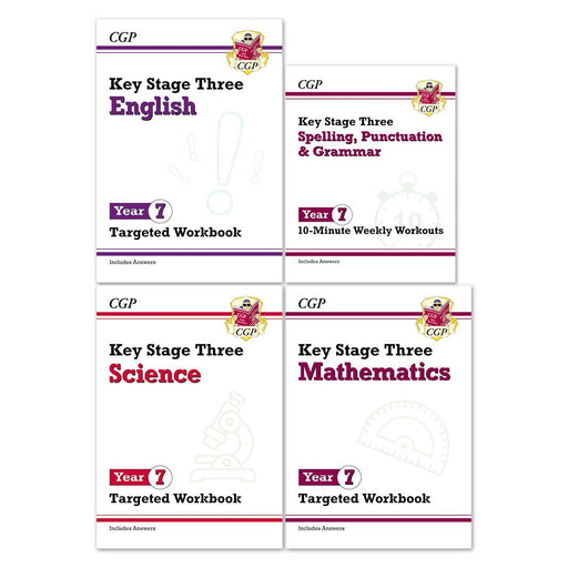 CGP KS3 Year 7 Non-Fiction Workbook 4-book collection set, paperback covers shown