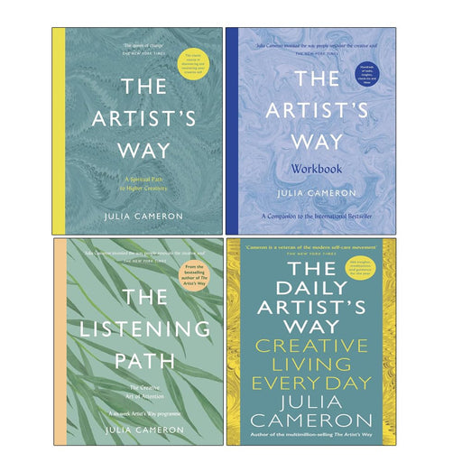 Set of four paperback books by Julia Cameron, including The Artist's Way, Workbook, and Listening Path, published by Souvenir Press.