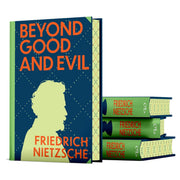 Book cover of "Beyond Good and Evil" by Friedrich Nietzsche, published by Wilco International LLP, with a sprayed edge design.