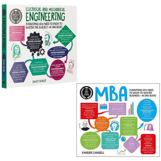 A Degree in a Book Electrical And Mechanical Engineering By Dr David Baker & An MBA in a Book By Xander Cansell 2 Books Collection Set - The Book Bundle