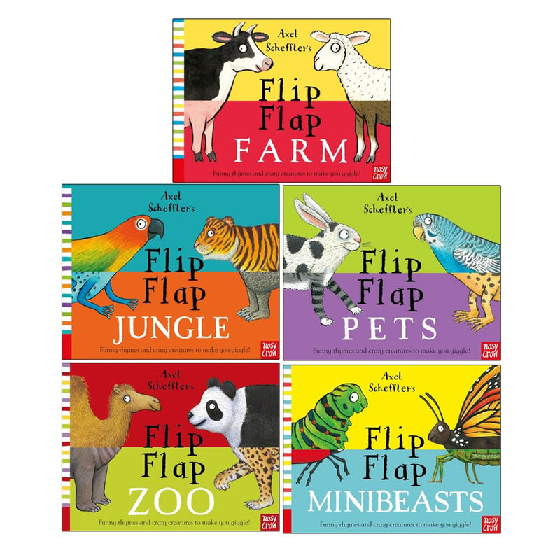 Flip Flap 5 Books Collection Set by Axel Scheffler - Flip Flap Farm Jungle Pets Zoo Minibeasts - Fiction - Hardback