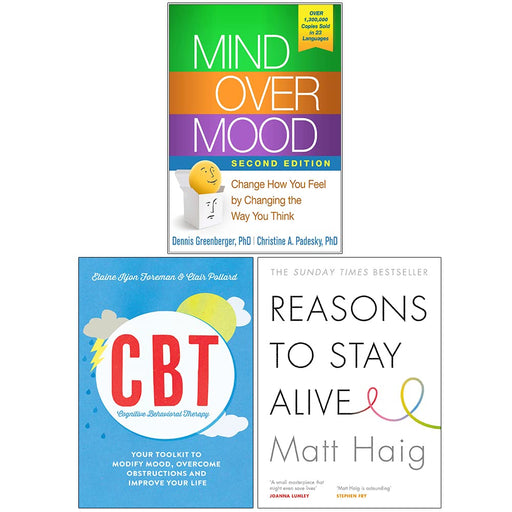 Cognitive Behavioural Therapy, Reasons to Stay Alive, Mind Over Mood 3 Books Set - The Book Bundle