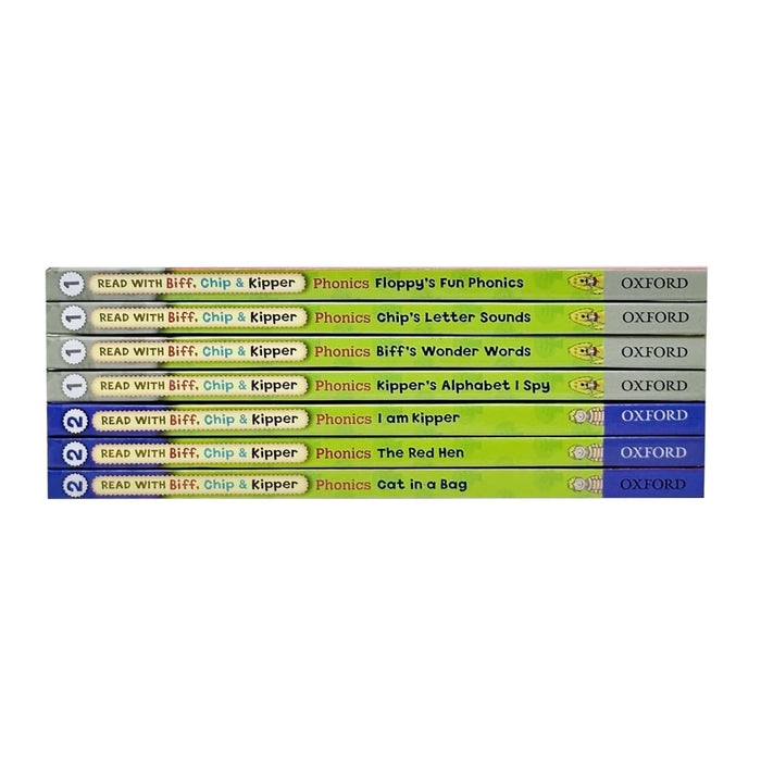 Read With Biff, Chip and Kipper Phonics Starter Pack Level 1 & 2 Collection 7 Books Set (Floppy's Fun Phonics) - The Book Bundle
