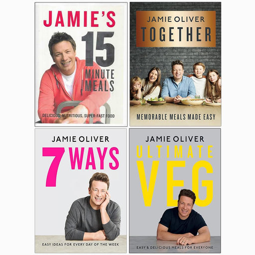 Jamie Oliver 4 Books Collection Set (Jamie's 15-Minute Meals, Ultimate Veg, 7 Ways, Together) - The Book Bundle