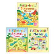 Usborne Fingertrails Collection 3 Books Set by Felicity Brooks (Fingertrail Dinosaur Mazes ,Fingertrail Animal Mazes  & Fingertrail Mazes) - The Book Bundle