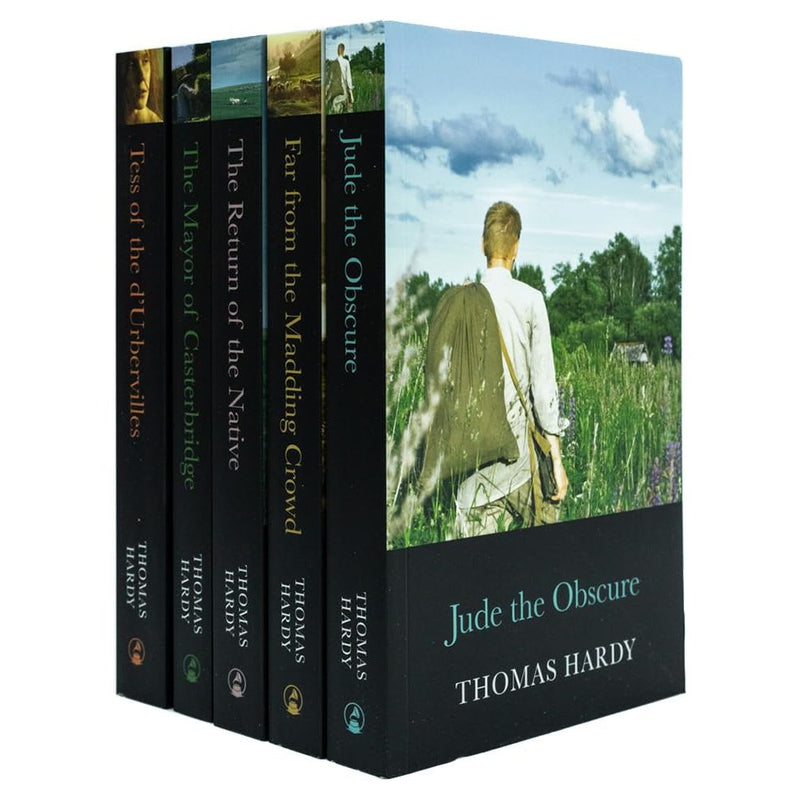 Set of five Thomas Hardy classic novels including Jade the Obscure and Far from the Madding Crowd in hardcover editions