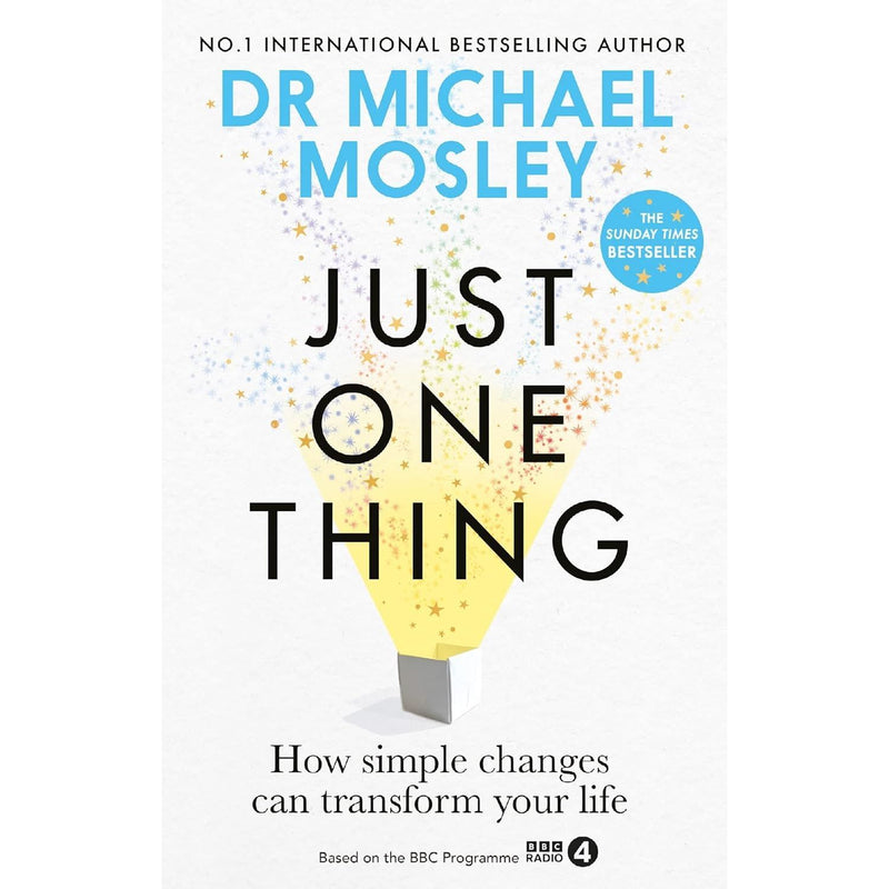 Set of two non-fiction short books by Dr. Michael Mosley, "Just One Thing" and "Volume 2," featuring health and wellness topics.