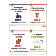 CGP Year 2 English and Maths workbook bundle, four-book paperback collection set for children