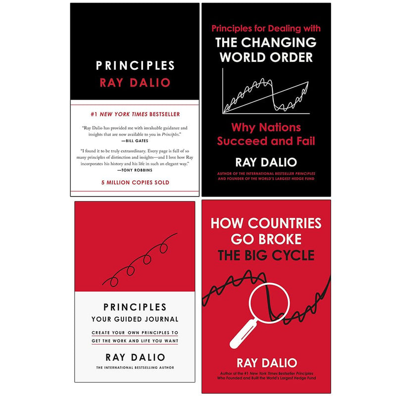 Ray Dalio Collection 4 Books Set (Principles Life and Work, Principles for Dealing with the Changing World Order, Principles Your Guided Journal & How Countries Go Broke)- Non Fiction - Hardcover