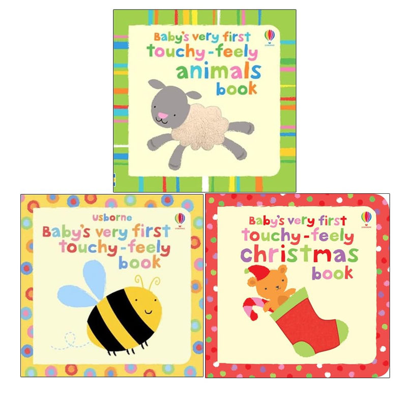 Usborne Baby's Very First Collection 3 Books Set By Fiona Watt (Baby's Very First Touchy-feely Book,Animals & Christmas Book) - The Book Bundle