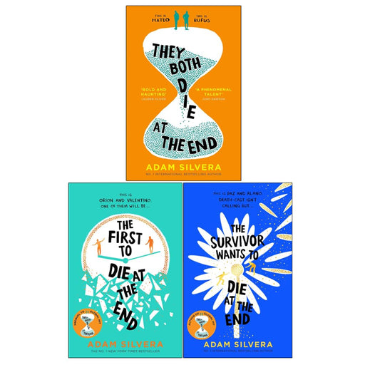 Three paperback books by Adam Silvera, They Both Die At The End and The Survivor Wants To Die At The End, featuring book covers and spines.