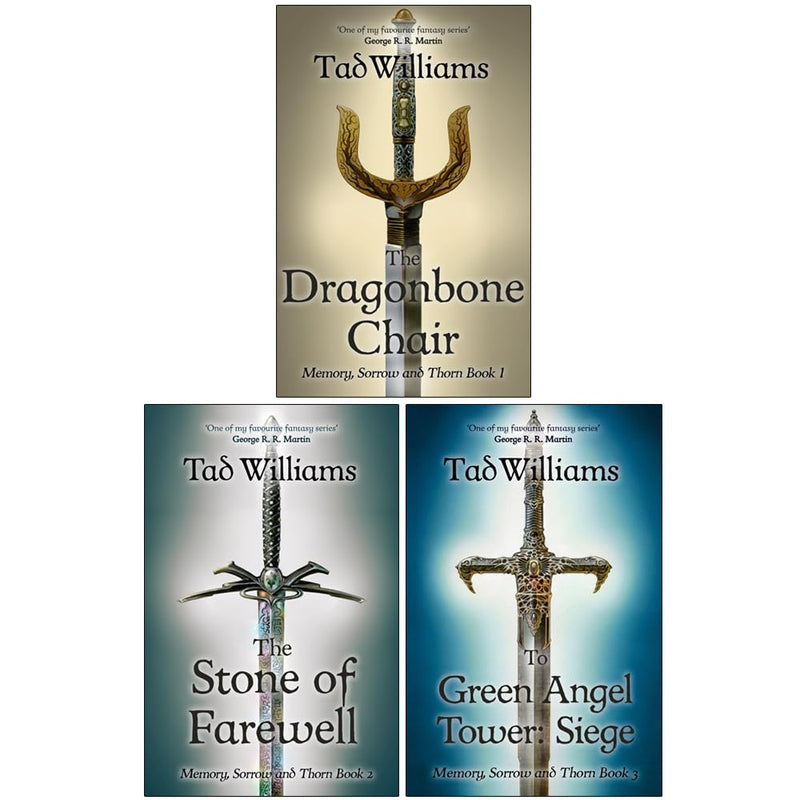 Tad Williams Memory, Sorrow and Thorn 3-book collection set by Hodder Paperbacks, featuring The Dragonbone Chair and Stone of Farewell.