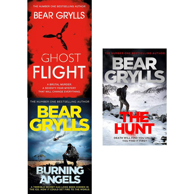 Will Jaeger 3 Books Collection Set by Bear Grylls - The Hunt, Ghost Flight, Burning Angels - Fiction - Paperback