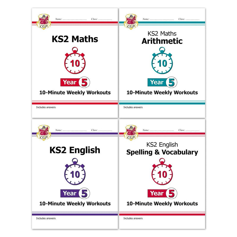 CGP KS2 Year 5 10-Minute Weekly Workout 4-book collection set, non-fiction paperback books