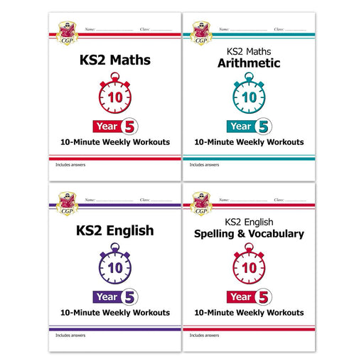 CGP KS2 Year 5 10-Minute Weekly Workout 4-book collection set, non-fiction paperback books