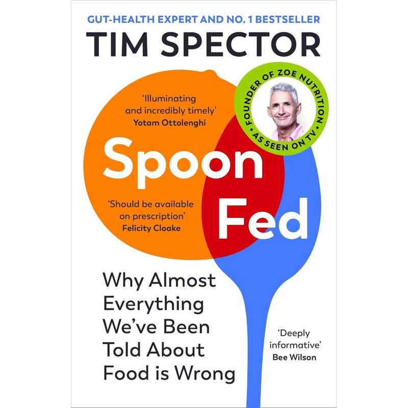 Vintage book cover image of "Spoon-Fed" by Tim Spector, featuring bold title text and a clean, minimalist design.