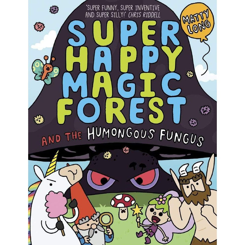 Set of seven Super Happy Magic Forest paperback books by Matty Long, featuring colorful forest characters and whimsical illustrations.