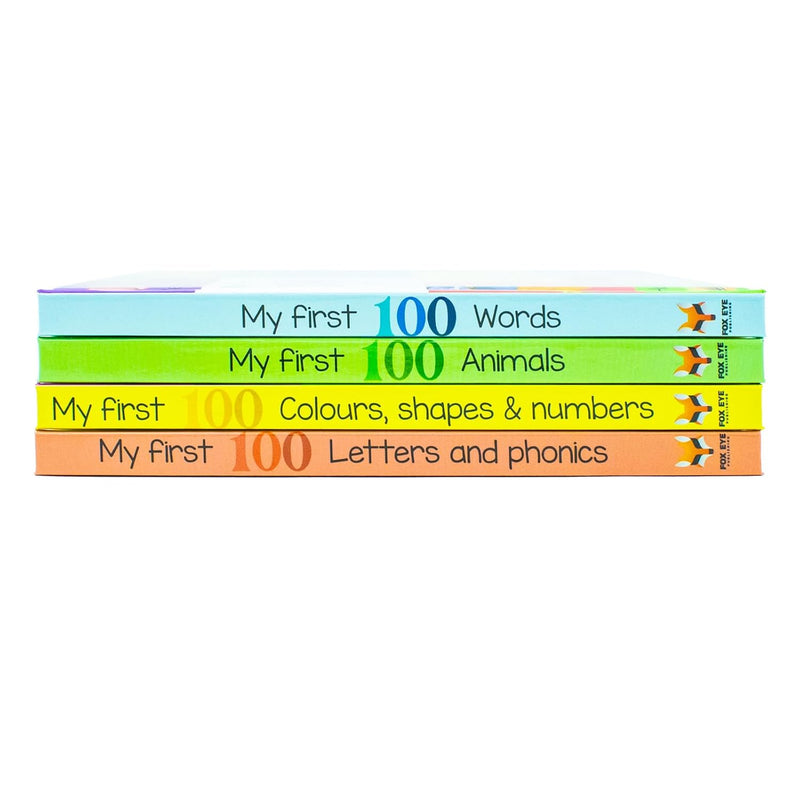 My First 100 Box set 4 books set (My first 100 words, 100 Animals, 100 Colours-shapes-numbers, 100 letters& phonics) - The Book Bundle