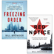 Set of two paperback books by Bill Browder: Freezing Order and Red Notice, non-fiction collection from Simon & Schuster UK/Corgi.