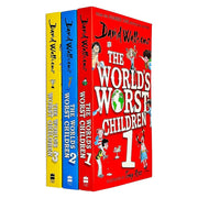 Paperback collection of The World's Worst Children 3 books by David Walliams, featuring colorful covers from HarperCollins Children's Books.