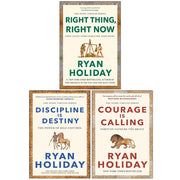 Ryan Holiday Profile Book Ltd. collection of three books: Right Thing Right Now, Discipline Is Destiny, and Courage Is Calling.