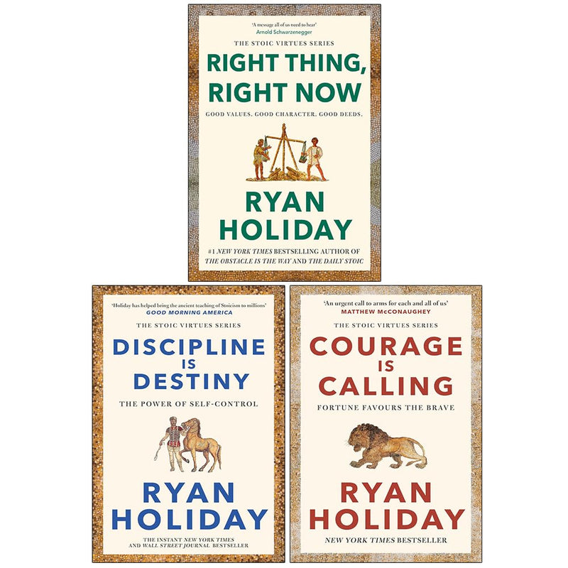 Ryan Holiday Profile Book Ltd. collection of three books: Right Thing Right Now, Discipline Is Destiny, and Courage Is Calling.