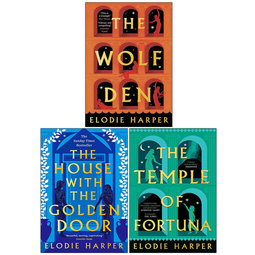 Set of three paperback The Wolf Den Series books by Elodie Harper, featuring fictional stories in a collection.