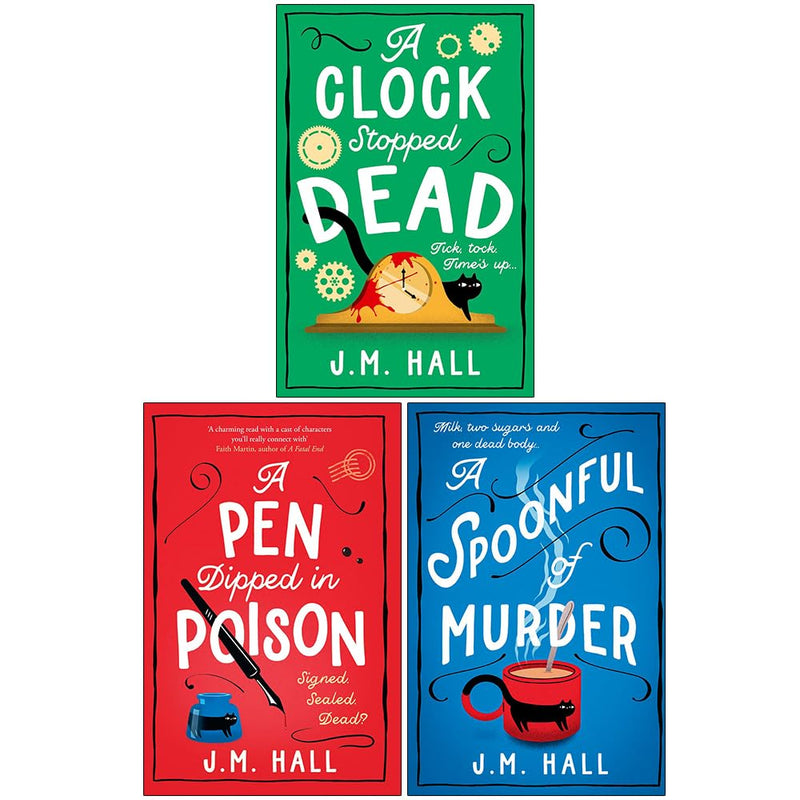 J.M Hall 3 Books Collection Set (A Spoonful of Murder, A Pen Dipped in Poison & A Clock Stopped Dead) - The Book Bundle