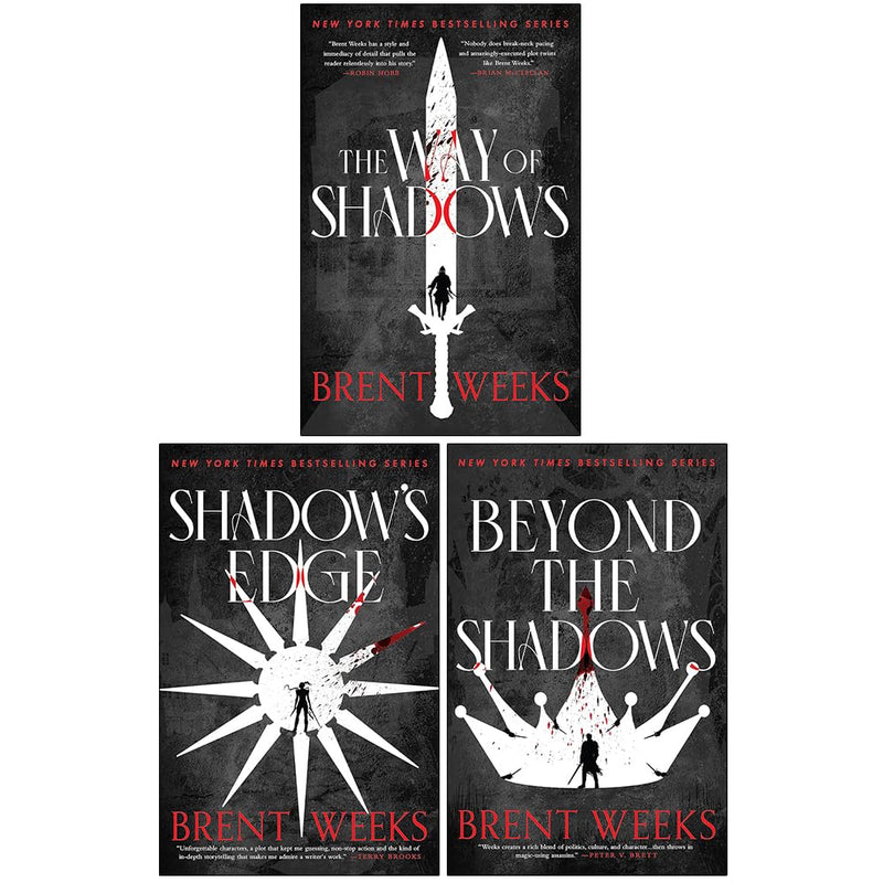 Night Angel Series 3-book collection set by Brent Weeks, fiction paperbacks with dark fantasy covers, published by Orbit Ltd.