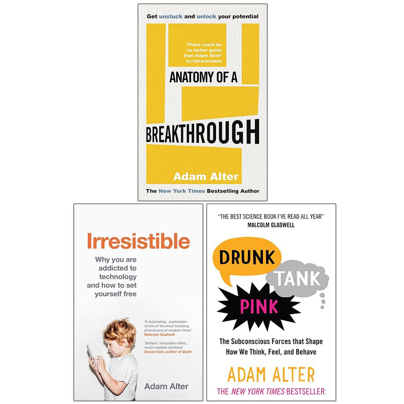 Anatomy of Breakthrough & Drunk Tank Pink 3 Books Collection Set by Adam Alter - Non Fiction - Mixed Format