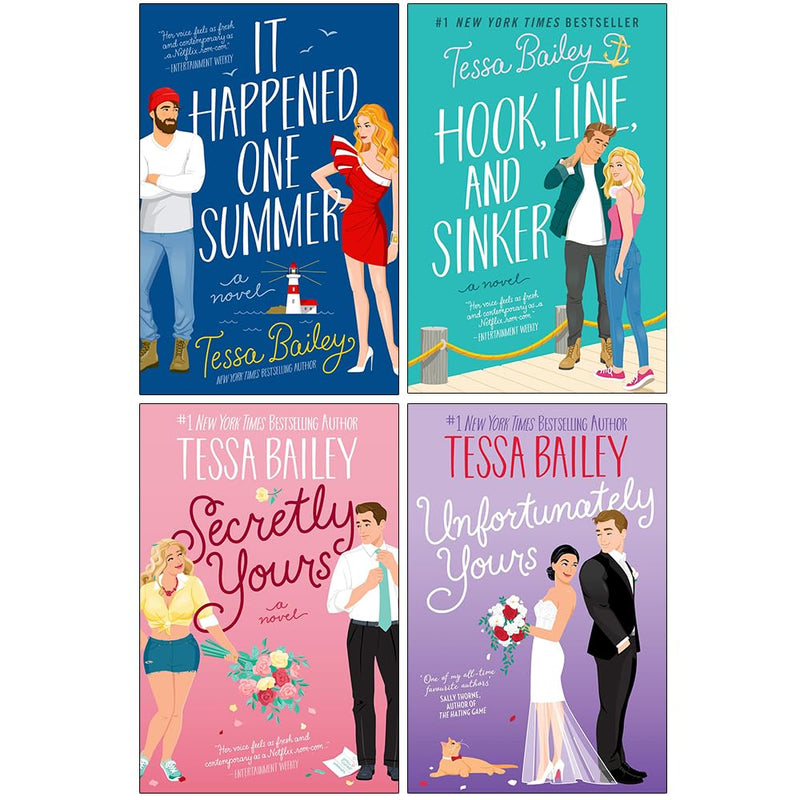 Tessa Bailey Bellinger Sisters and Vine Mess Series Collection 4 Books Set (It Happened One Summer, Hook Line and Sinker, Secretly Yours and Unfortunately Yours) - The Book Bundle